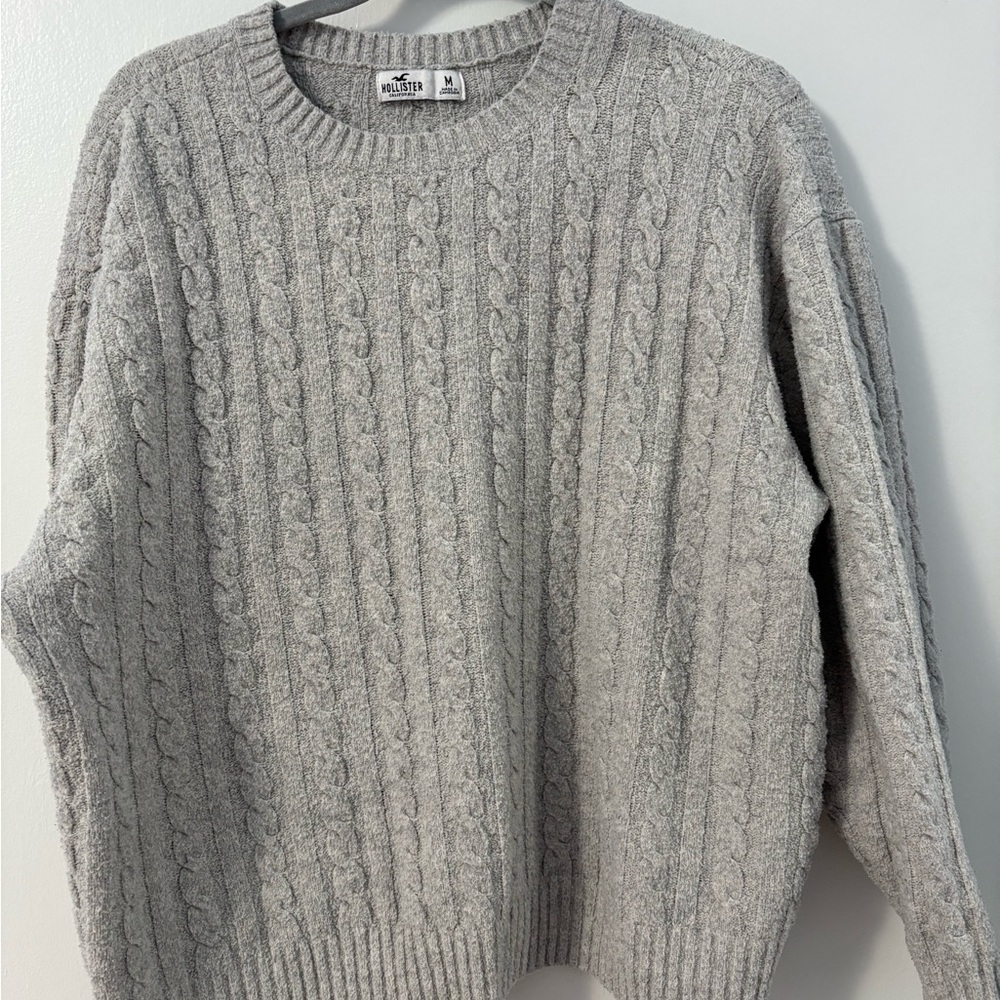 Cozy Gray Cable Knit Sweater